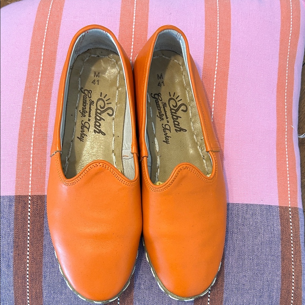 Sabah Orange Leather Slip-On Loafers